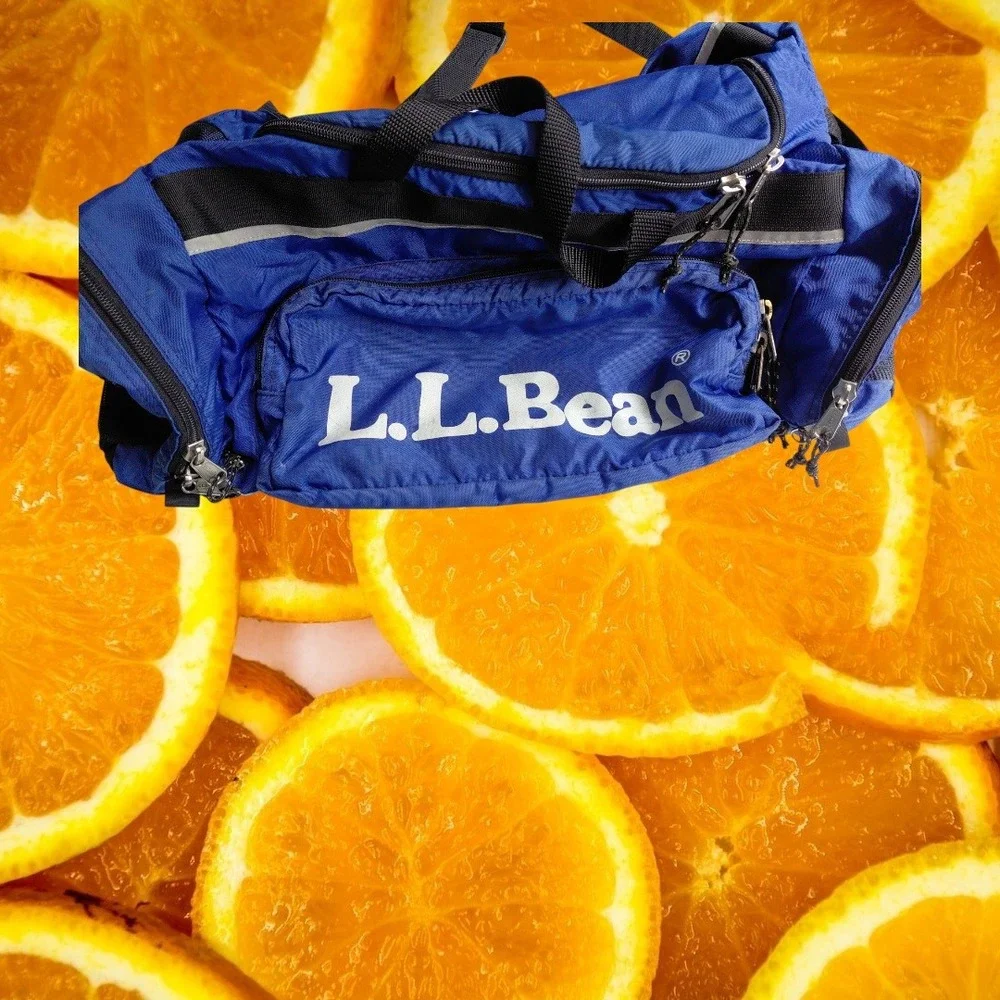 LL Bean Adventure Duffle Bag Royal Blue Nylon Travel Gym Sport Reflective 22in